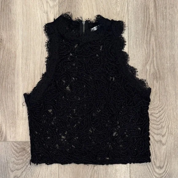 Zara Black Lace Crop Top - Picture 1 of 7